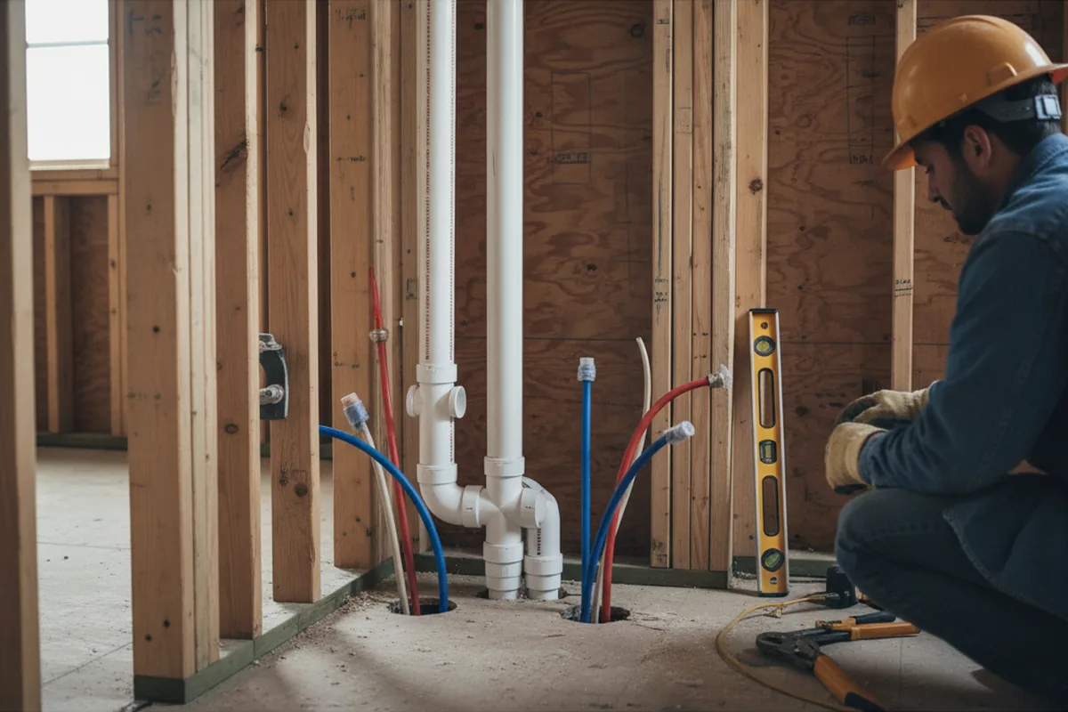 Drain and supply rough-in during Sump Pump Repair in Winters